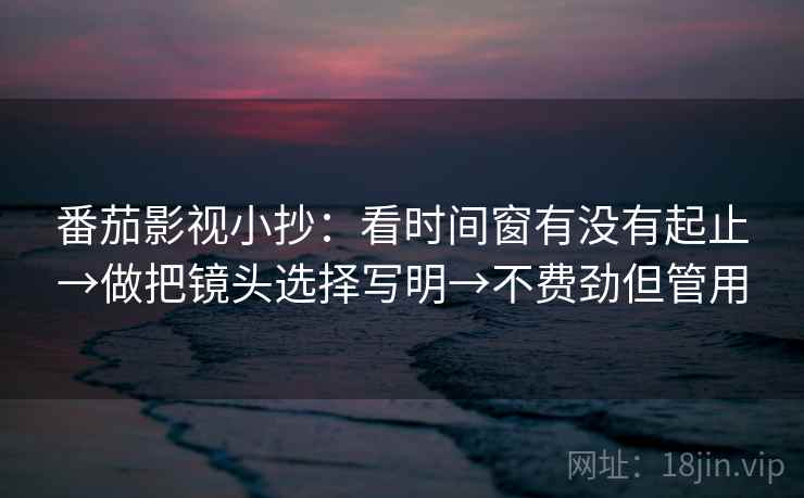 番茄影视小抄：看时间窗有没有起止→做把镜头选择写明→不费劲但管用