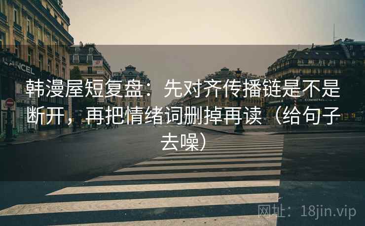 韩漫屋短复盘：先对齐传播链是不是断开，再把情绪词删掉再读（给句子去噪）